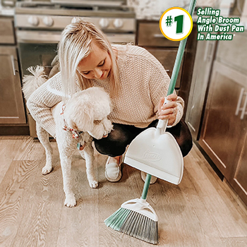 Sweep up inside or out with the #1 best selling angle broom with dust pan in America - the Libman Precision Angle Broom & Dustpan. Designed to sweep up dirt, hair, & debris form your floor, the precisely cut fibers reach under cabinets & around corners. It is available with a convenient clip-on dust pan to sweep up anywhere around your house