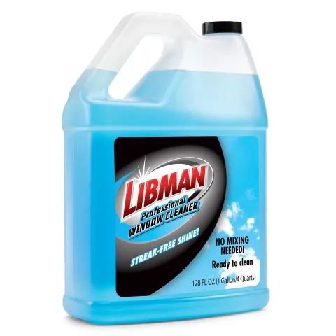 Bottle of blue window cleaning agent