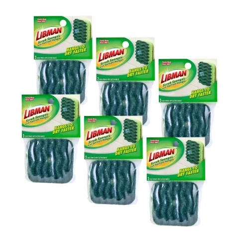 Six packs of sponges in plastic packaging